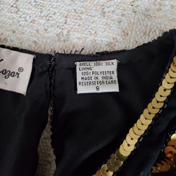 LAST CHANCE Vtg Laurence Kazar sequin beaded 100% silk top Small - Picture 12 of 13